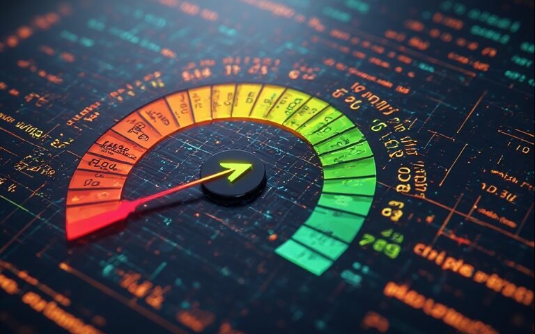 Credit score meter rising from fair to excellent with upward green arrow showing financial improvement. Credit Score Hacks