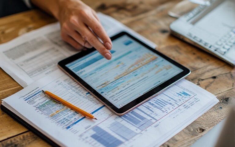 A freelancer managing finances on a tablet Hybrid Budgeting