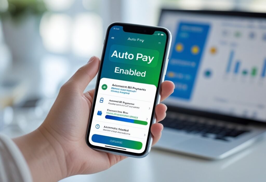 Setting up automatic bill payments on a banking app