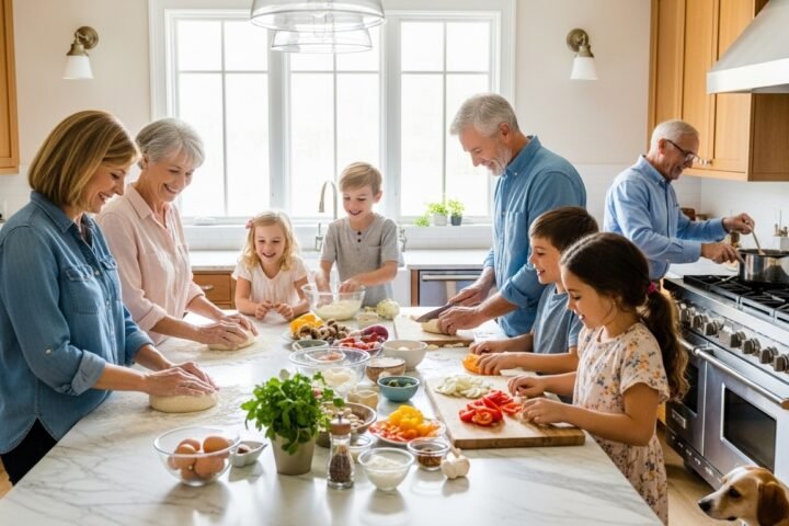 Busy family using meal planning hacks to save money on groceries