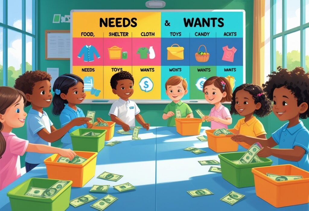 Budgeting for Kids: Smart Ways to Teach Children Money 4 Children learning difference between needs and wants in money