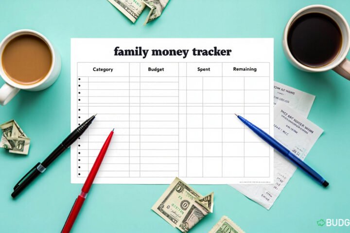 Budget planner sheet for family money date night.