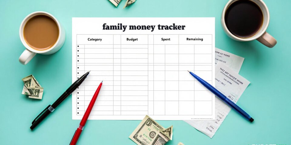 Budget planner sheet for family money date night.