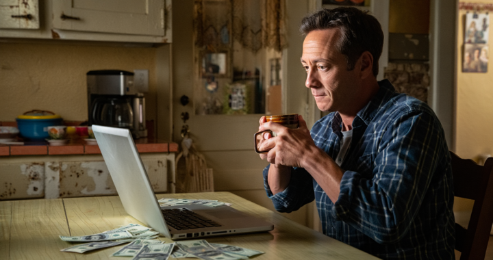 Why saving money feels hard even when you earn enough, person reflecting over household finances at the kitchen table