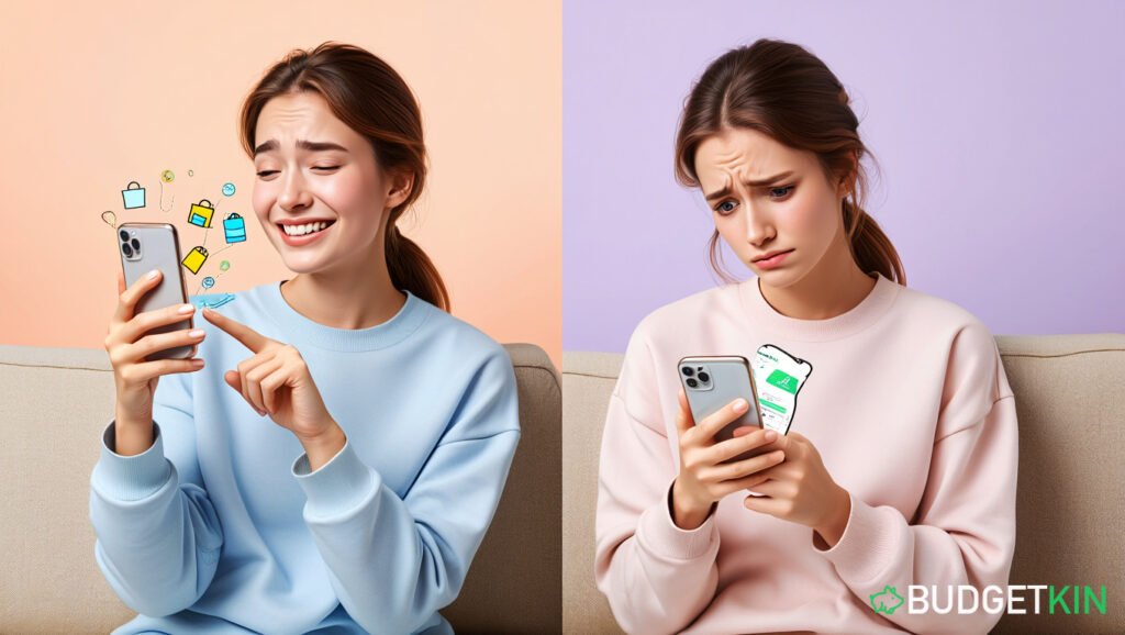 Emotional spending habits compared to saving money psychology.