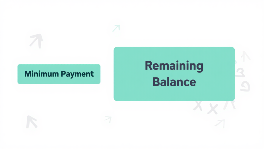 Credit Card Mistakes That Hurt Your Credit Score - Illustration showing how paying only the minimum on a credit card keeps balances high.