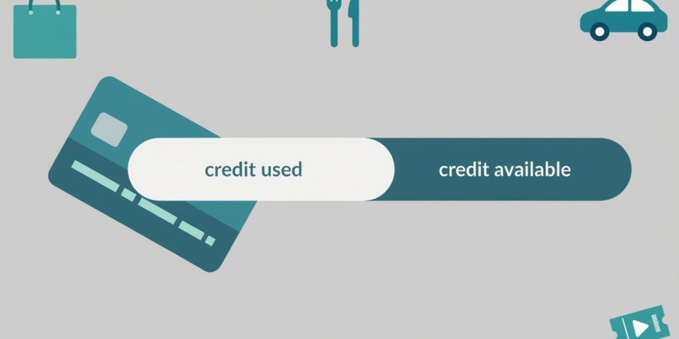 Illustration showing how credit card utilisation represents how much available credit is being used.