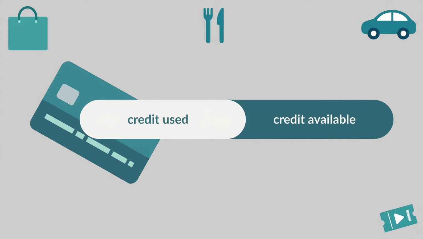 Illustration showing how credit card utilisation represents how much available credit is being used.
